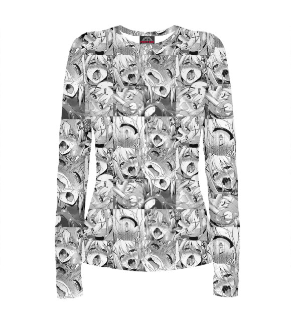 Женский лонгслив с изображением Ahegao цвета Белый