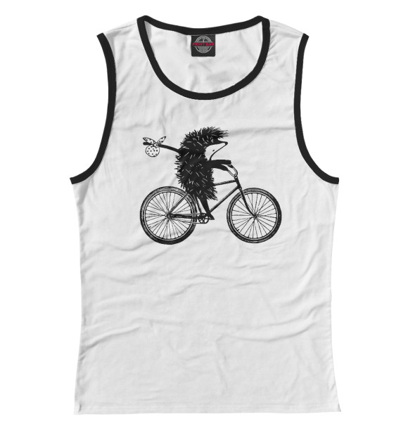 Майка для девочки с изображением Ежик на велосипеде цвета Белый