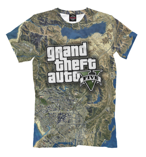 Футболка для мальчиков с изображением Карта GTA V цвета Серый