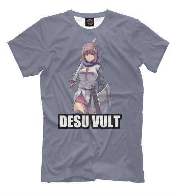 Мужская футболка с изображением DESU VULT цвета Серый