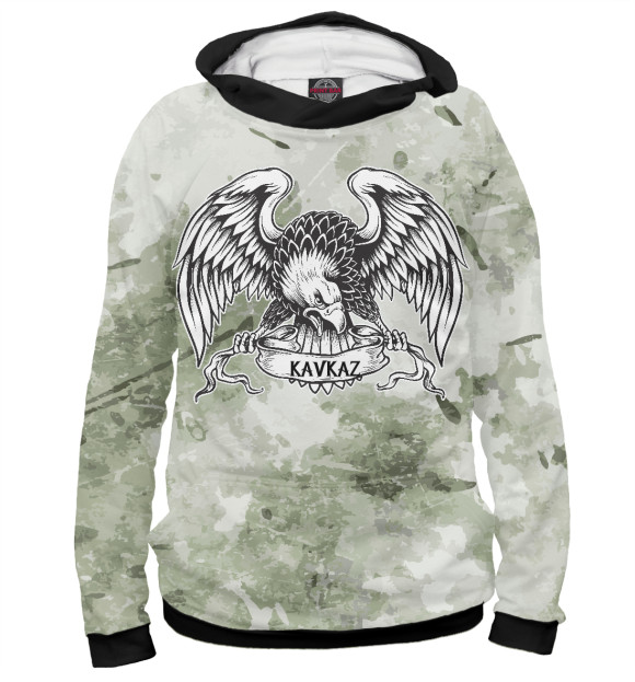 Мужское худи с изображением Kavkaz цвета Белый