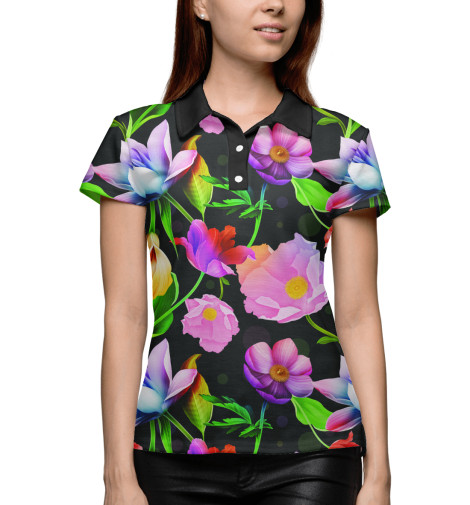 

Поло Print Bar, Белый, Яркие Цветы