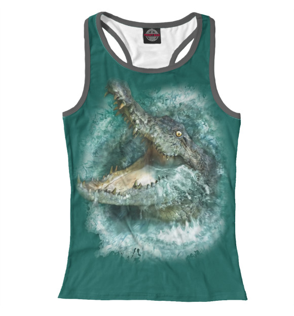 Женская майка-борцовка с изображением Крокодил цвета Белый