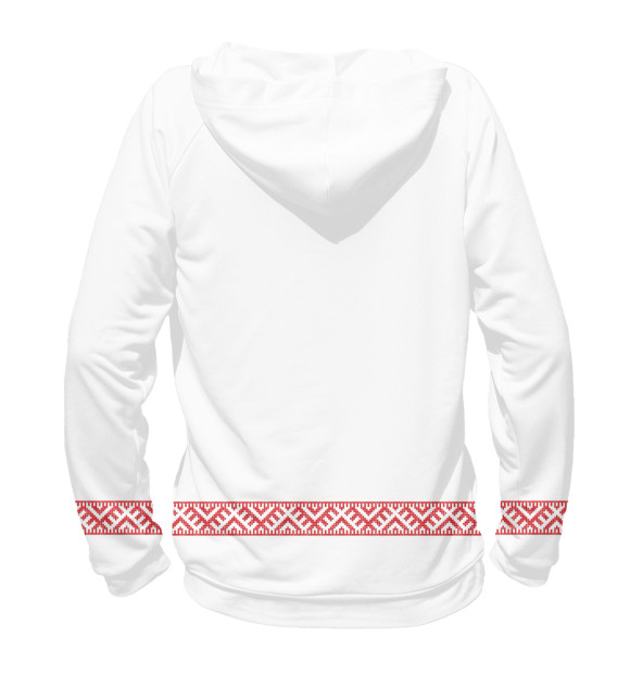 Женское худи с изображением Белорусская вышиванка цвета Белый