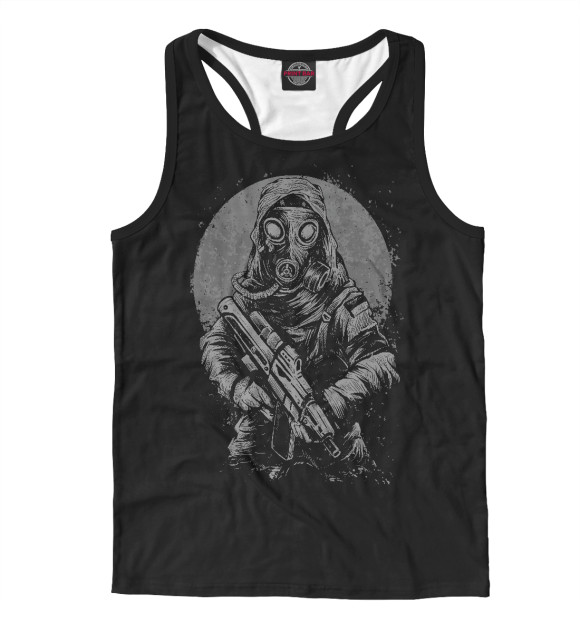 Мужская майка-борцовка с изображением Солдат цвета Белый