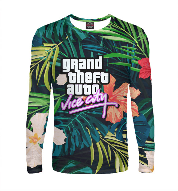 Мужской лонгслив с изображением GTA Vice City цвета Белый