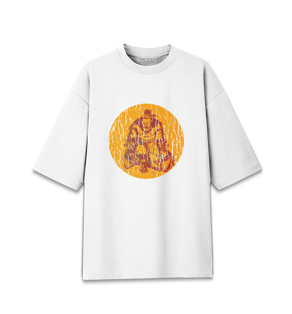 Женская футболка оверсайз с притом Славянский воин цвета Белый Женская футболка оверсайз с изображением Славянский воин цвета Белый