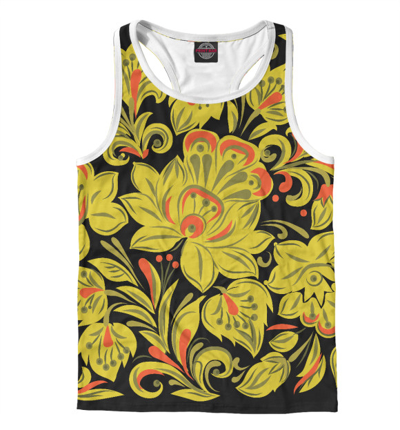 Мужская майка-борцовка с изображением Хохлома цвета Белый