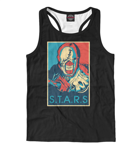 Мужская майка-борцовка с изображением Nemesis STARS цвета Белый