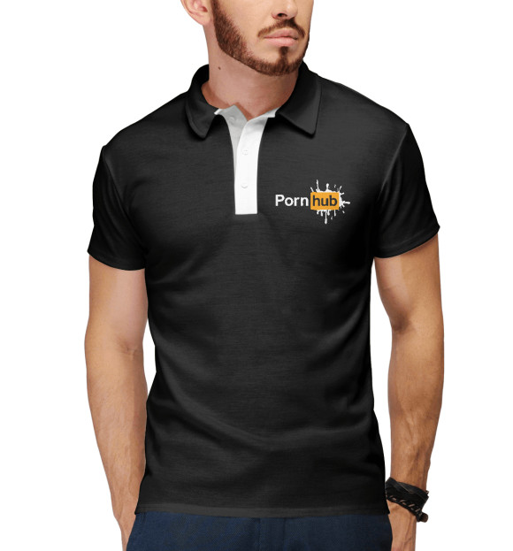 Мужское поло с притом Порнохаб цвета Белый Мужское поло с изображением Порнохаб цвета Белый