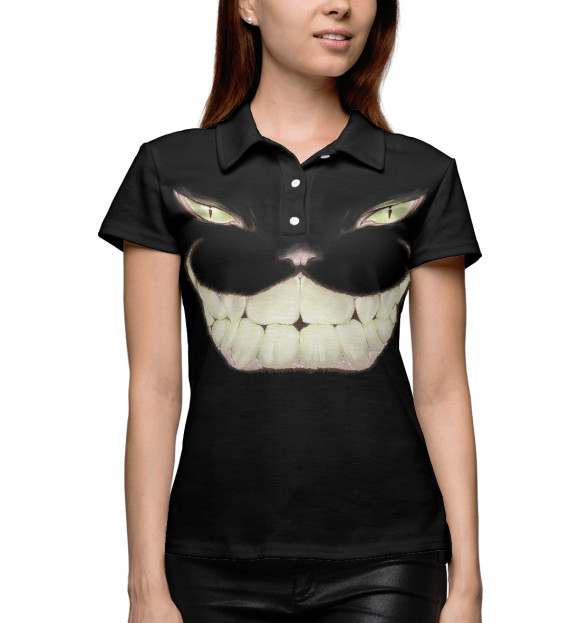 Женское поло с изображением Gothic Cat цвета Белый