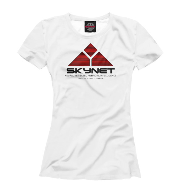 Женская футболка с изображением skynet logo white цвета Белый