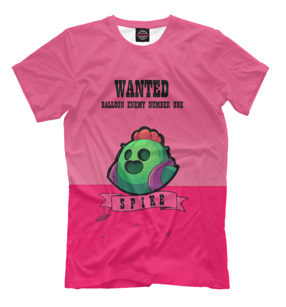 Мужская футболка с изображением Wanted - Spike цвета Темно-розовый