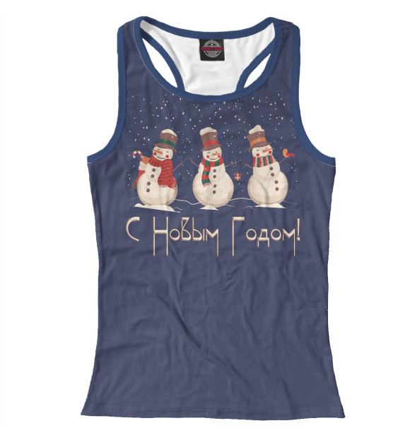 Женская майка-борцовка с изображением Снеговики цвета Белый