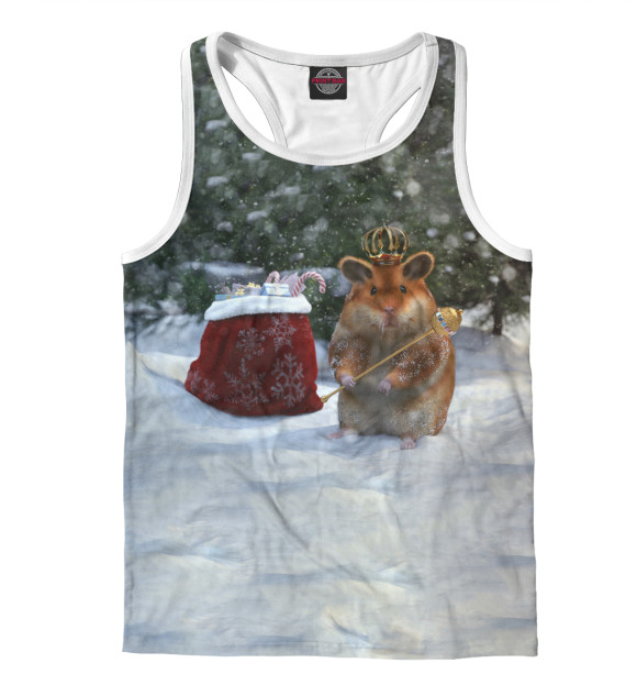 Мужская майка-борцовка с изображением New Year Humster цвета Белый