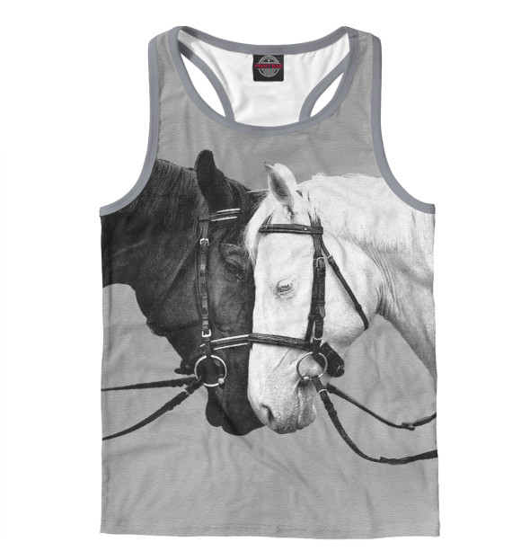 Мужская майка-борцовка с изображением MAGNIFICENT HORSES цвета Белый