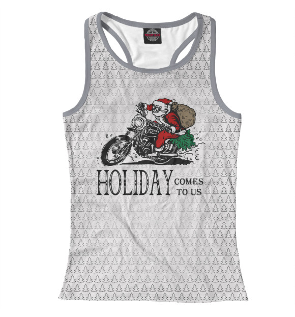 Женская майка-борцовка с изображением Праздник к нам приходит цвета Белый