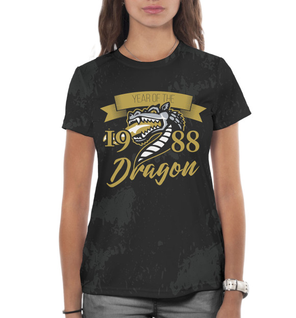 Женская футболка с изображением Год дракона — 1988 цвета Белый