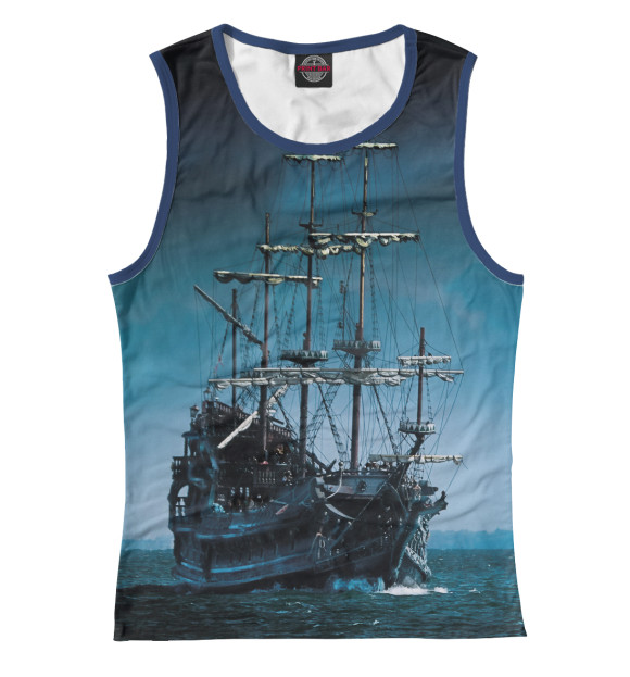 Майка для девочки с изображением Пиратский корабль цвета Белый