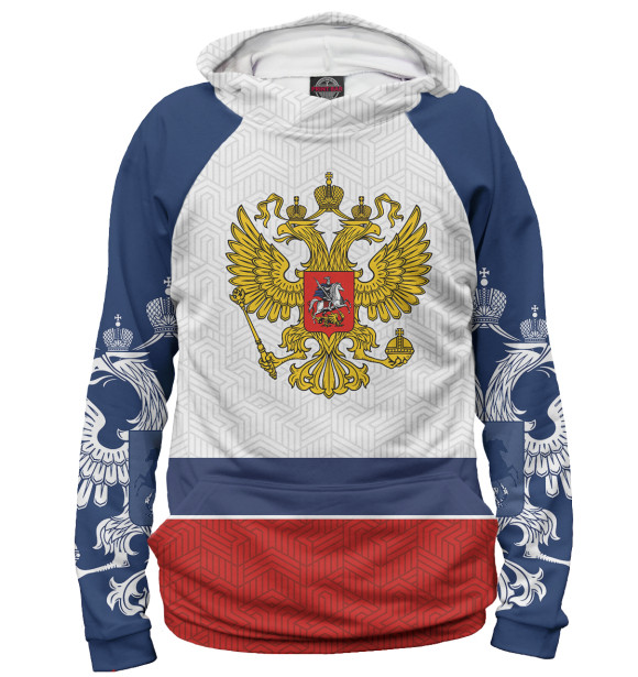 Мужское худи с изображением Сборная России цвета Белый