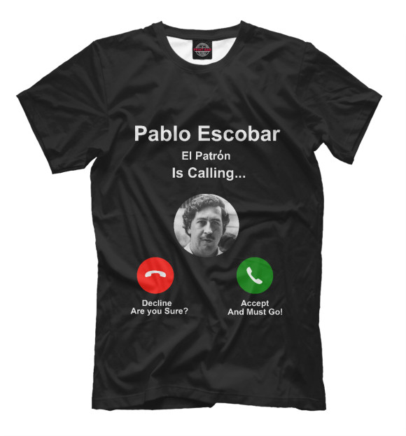 Мужская футболка с изображением Эскобар цвета Черный