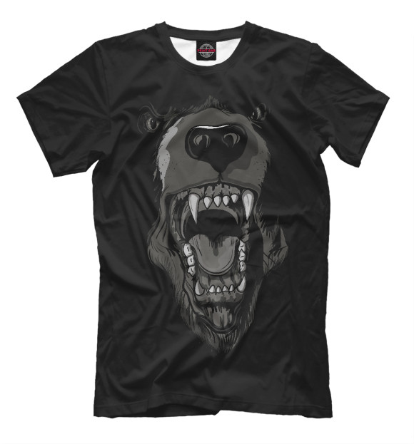 Мужская футболка с изображением Злой медведь цвета Черный