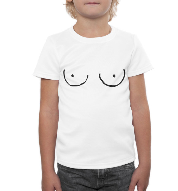 Футболка для мальчиков с изображением Грудь цвета Белый