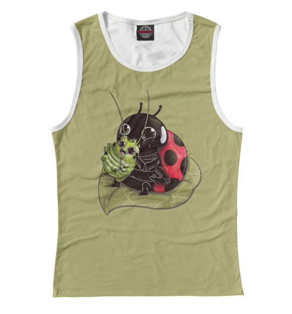 Женская майка с изображением Милая Божья коровка цвета Белый