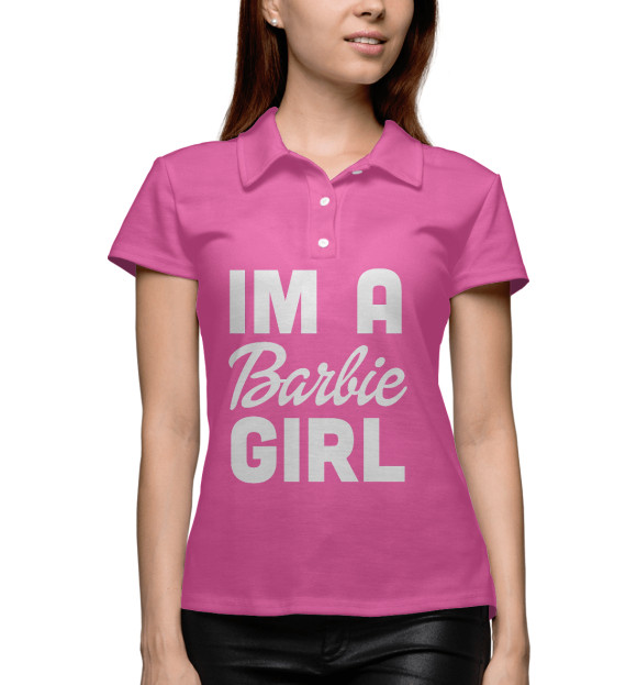 Женское поло с изображением IM A Barbie GIRL цвета Белый