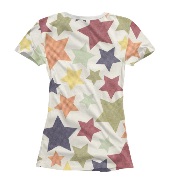 Женская футболка с изображением Цветные звезды цвета Белый