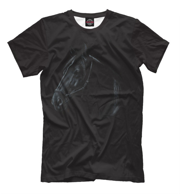Мужская футболка с изображением Black Horse цвета Черный