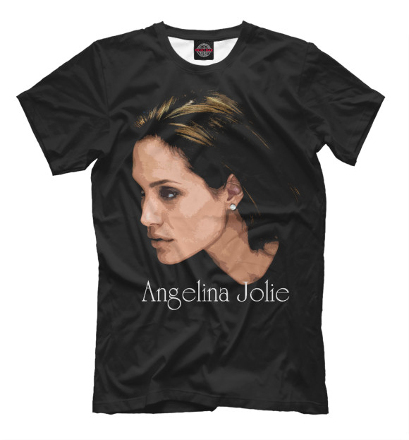 Мужская футболка с изображением Angelina Jolie цвета Черный