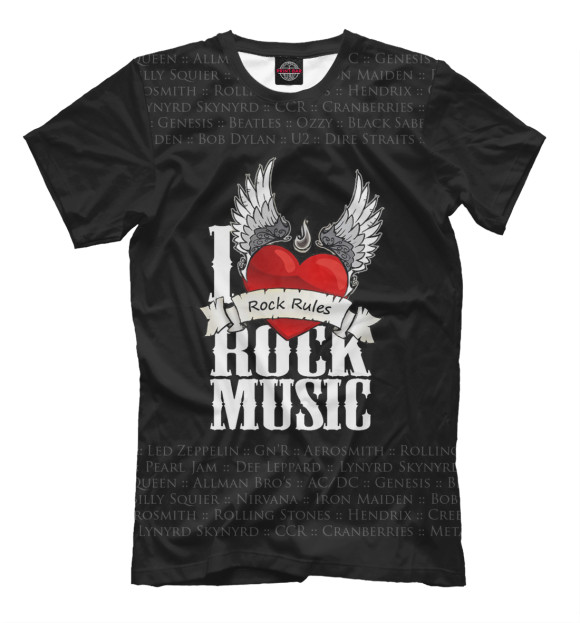 Мужская футболка с изображением Rock Rules цвета Черный