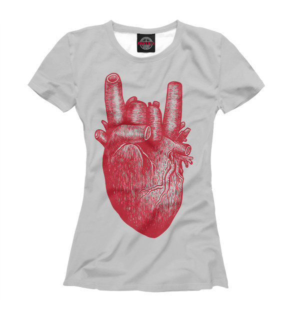 Женская футболка с изображением Сердце рок цвета Белый