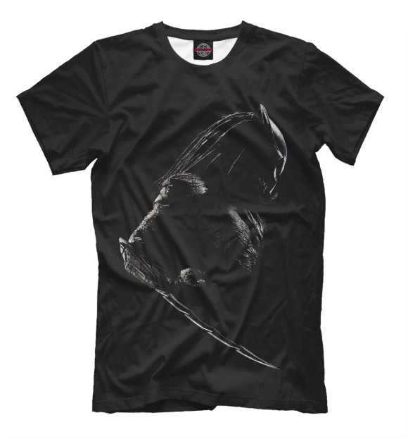 Мужская футболка с изображением Хищник цвета Черный