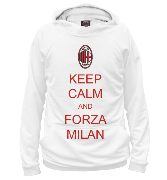Мужское худи с изображением Forza Milan цвета Белый