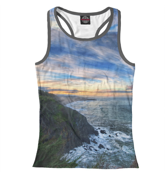 Женская майка-борцовка с изображением Залив цвета Белый