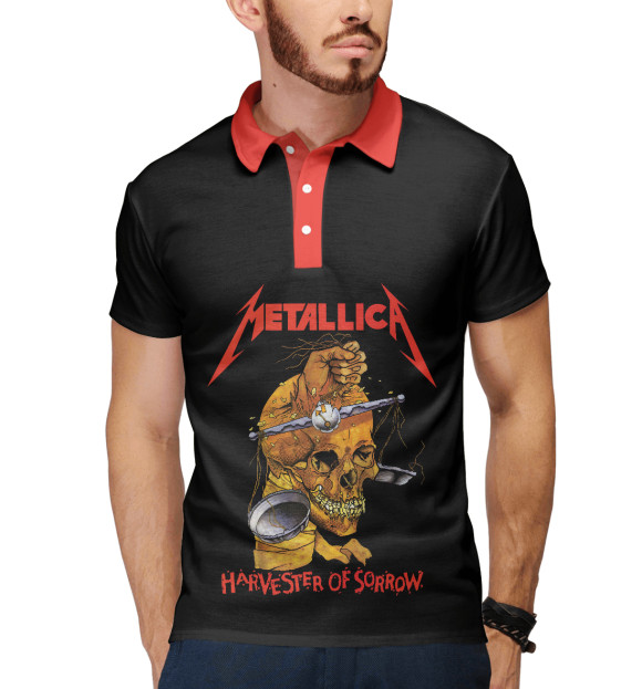 Мужское поло с изображением Metallica цвета Белый