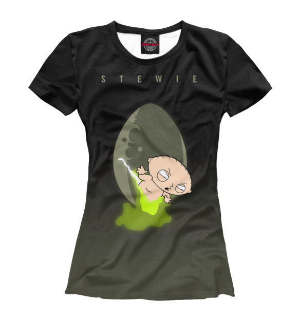 Футболка для девочек с изображением Stewie Griffin Alien цвета Белый