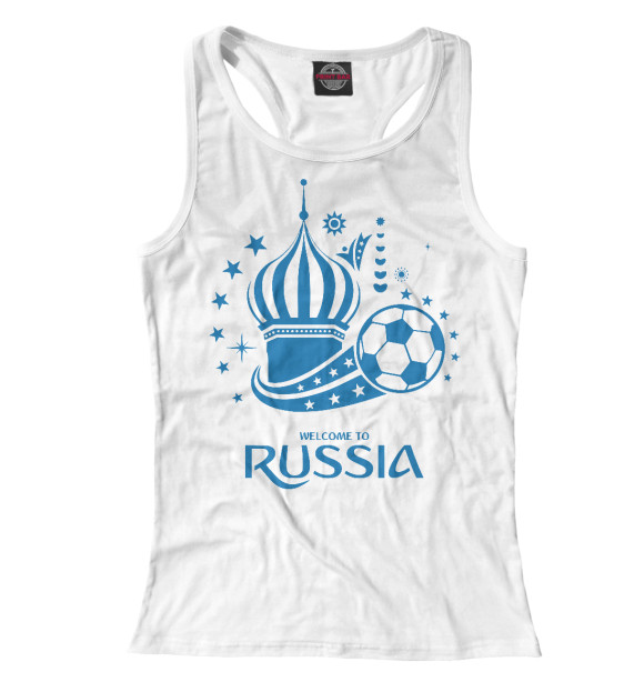 Женская майка-борцовка с изображением Футбол России цвета Белый