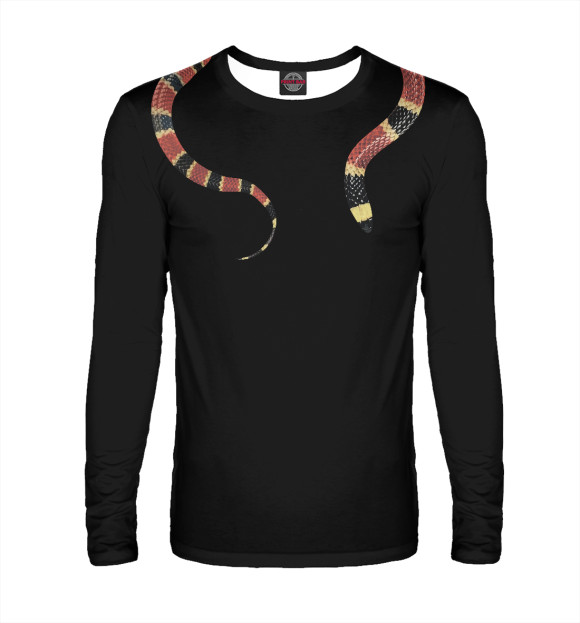 Мужской лонгслив с изображением Змеиный воротник цвета Белый