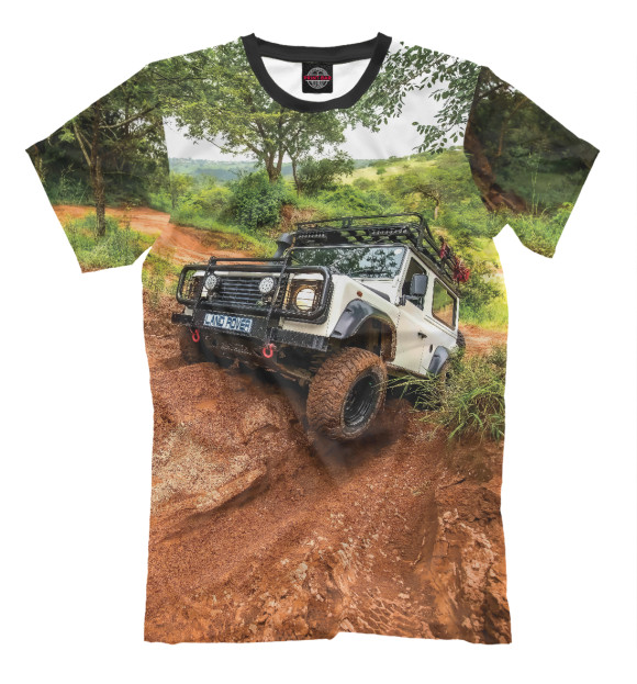 Мужская футболка с изображением Land Rover Offroad цвета Молочно-белый