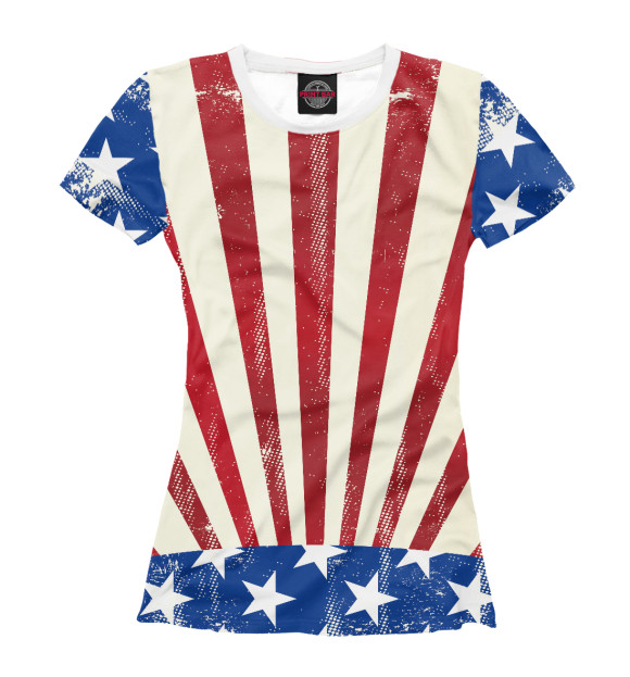 Женская футболка с изображением Флаг США цвета Белый