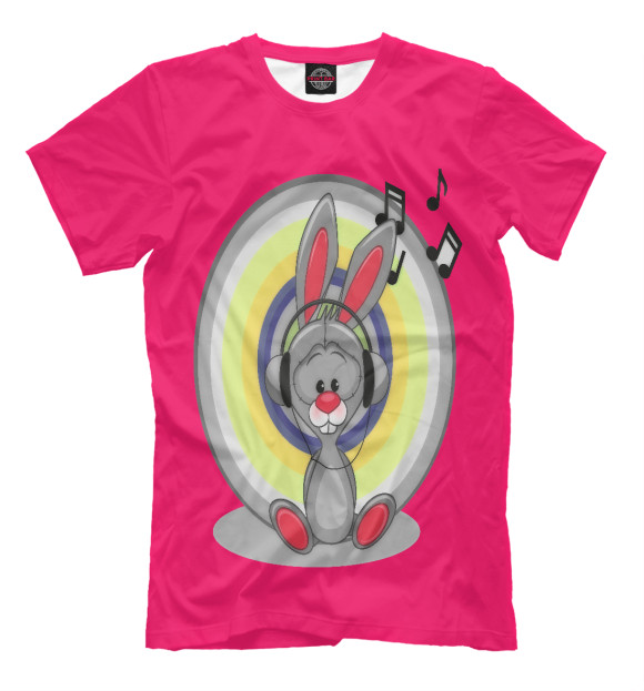 Мужская футболка с изображением Зайка цвета Темно-розовый