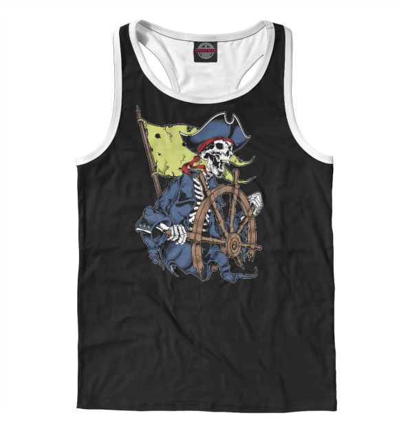 Мужская майка-борцовка с изображением Пират цвета Белый