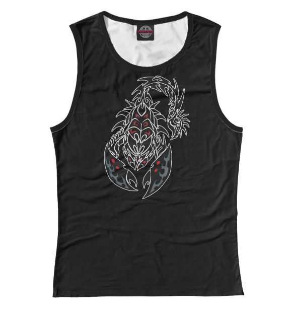 Майка для девочки с притом Скорпион цвета Белый Майка для девочки с изображением Скорпион цвета Белый