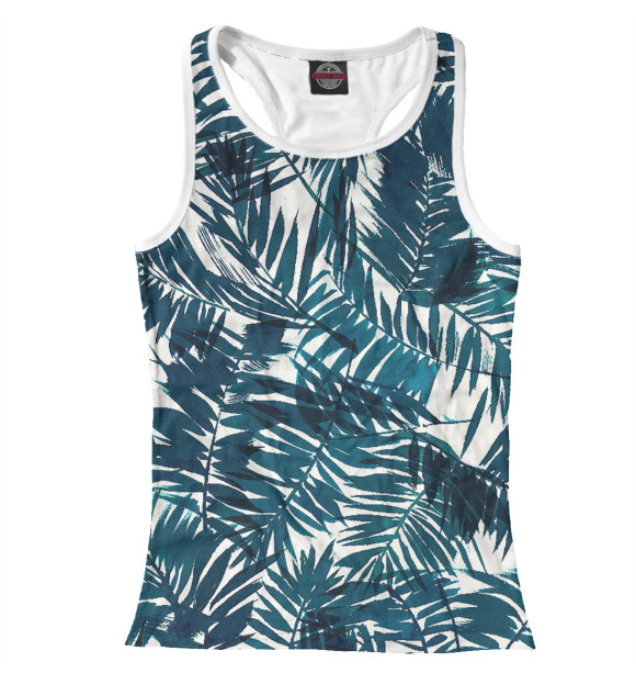 Женская майка-борцовка с изображением Пальмовые листья цвета Белый