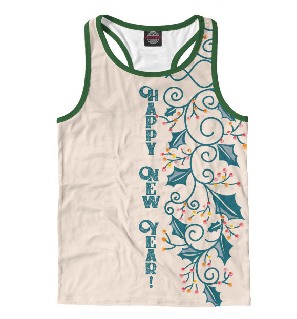 Мужская майка-борцовка с изображением Happy New Year! цвета Белый