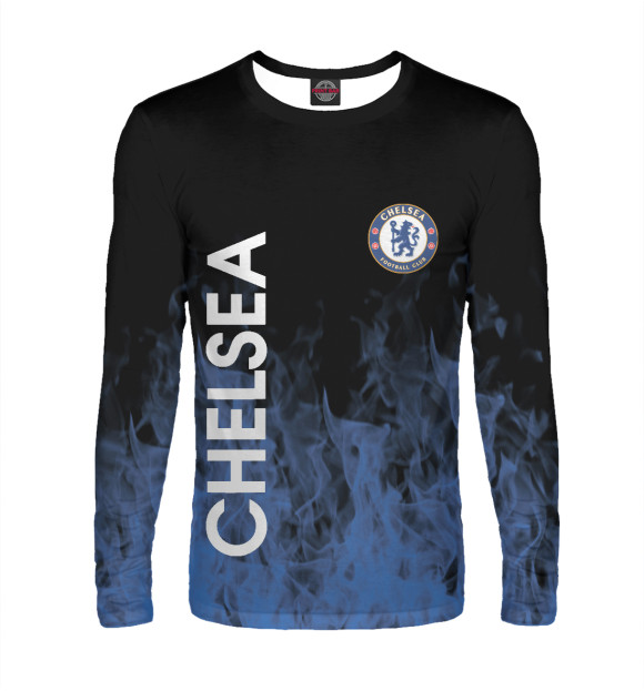 Мужской лонгслив с изображением Chelsea огонь цвета Белый