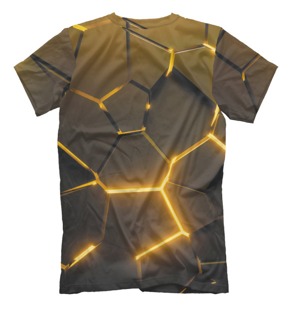 Мужская футболка с изображением Разлом золотых неоновых плит - геометрия цвета Белый